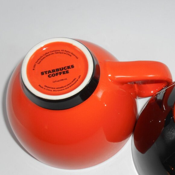 STARBUCKS 2007 HALLOWEEN MUG SET JACK O’ LANTERN BLACK ORANGE PUMPKIN 10 OZ CUP - Picture 9 of 12